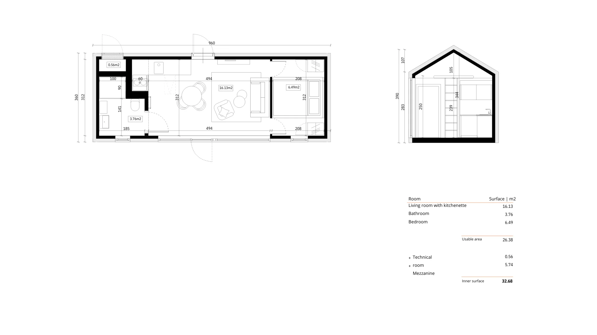 tiny house malmö layout en measurements