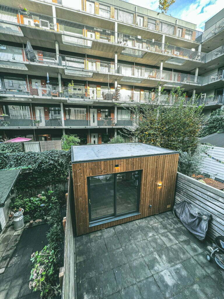 custom tiny house in city inner garden